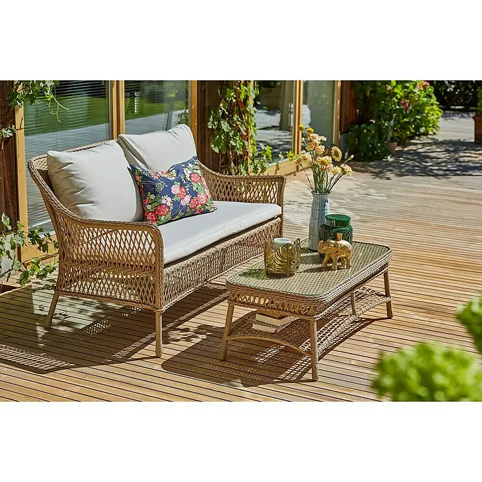 Sunfun Set de muebles de jardín Sophie - 2 piezas, Marrón natural - Foto ambiente