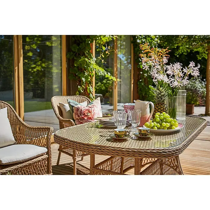 Sunfun Gartentisch Sophie - L x B: 140 x 80 cm, Karamell, Beige - Stimmungsaufnahme