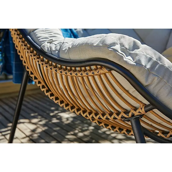 Sunfun Loungesessel - B x T x H: 96 x 114,5 x 83,5 cm, Polyrattan, Beige, Karamell - Detailaufnahme