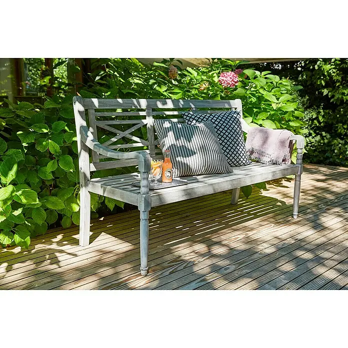 Sunfun Gartenbank Alea - 150 x 62 x 87 cm, Akazie, Weiß - Stimmungsaufnahme