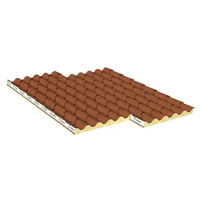 Isopan Panel de sándwich  Isodomus Reale Antico Interior claro - 3,5 x 1 m - Vista angular