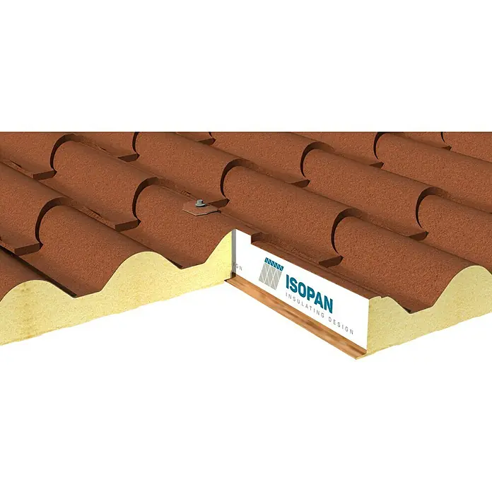 Isopan Panel de sándwich  Isodomus Reale Antico Interior claro - 3,5 x 1 m - Primer plano