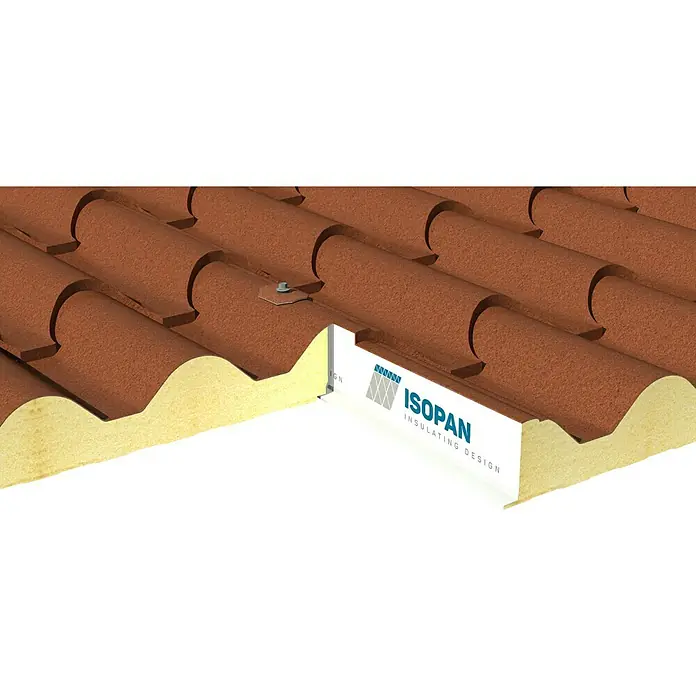 Isopan Panel de sándwich  Isodomus Reale Antico Interior oscuro - 3,5 x 1 m - Primer plano