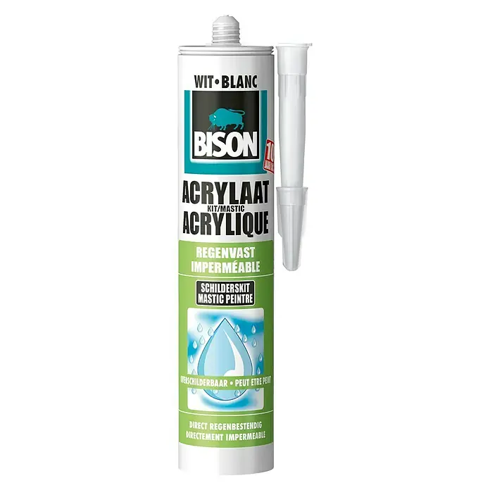 Bison Acryl afdichtkit Regenvast - Wit, 300 ml - Vooraanzicht