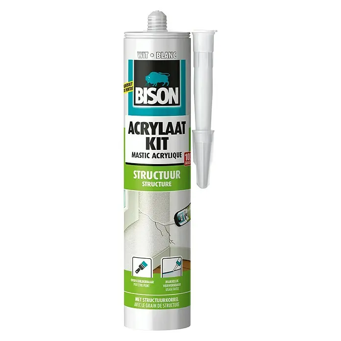 Bison Acryl afdichtkit Structuur - Wit, 300 ml - Vooraanzicht