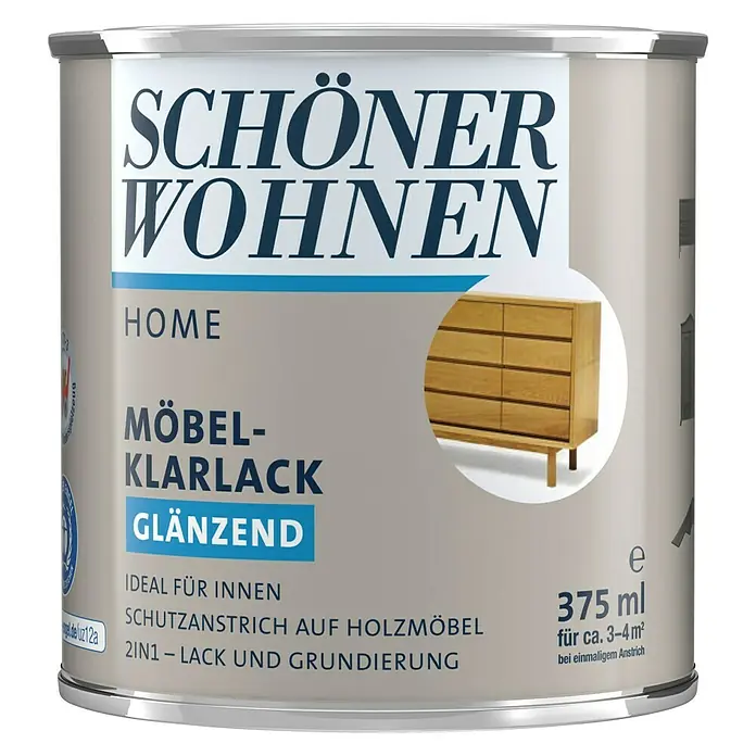 SCHÖNER WOHNEN-Farbe Home Möbel-Klarlack - Glänzend, 375 ml, Farblos - Vorderansicht
