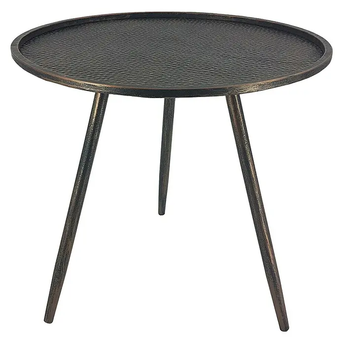 Beistelltisch Metall - Ø x H: 56 x 53 cm, Anthrazit, Kupfer - Vorderansicht