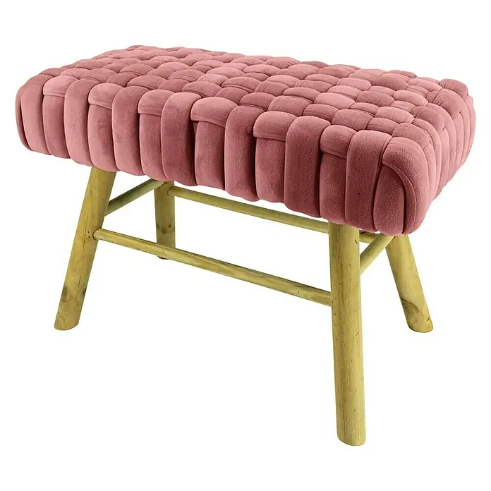 Hocker Knoten - 60 x 30 x 42 cm, Rosa, Samt - Diagonale Ansicht