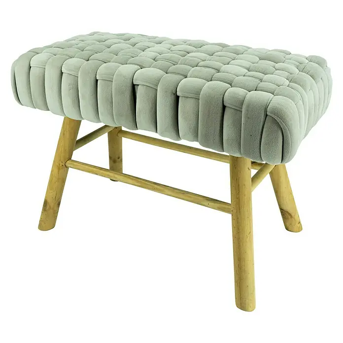 Hocker Knoten - 60 x 30 x 42 cm, Grau, Samt - Diagonale Ansicht