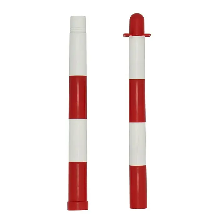 Sperrpfosten - Ø x H: 45 x 850 mm, Polypropylen, Rot/Weiß - Vorderansicht