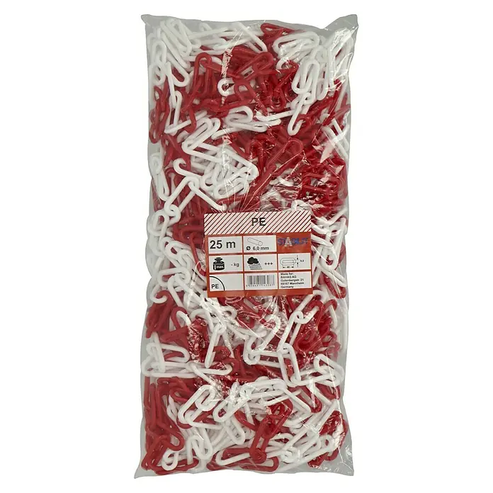 Stabilit Absperrkette - Ø x L: 6 mm x 25 m, Rot/Weiß - Vorderansicht