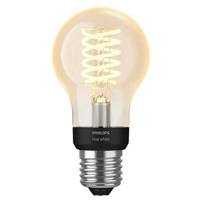Philips Hue Bombilla LED Filamento blanco - E27, 7 W, Blanco cálido, A60, Intensidad regulable - Vista frontal