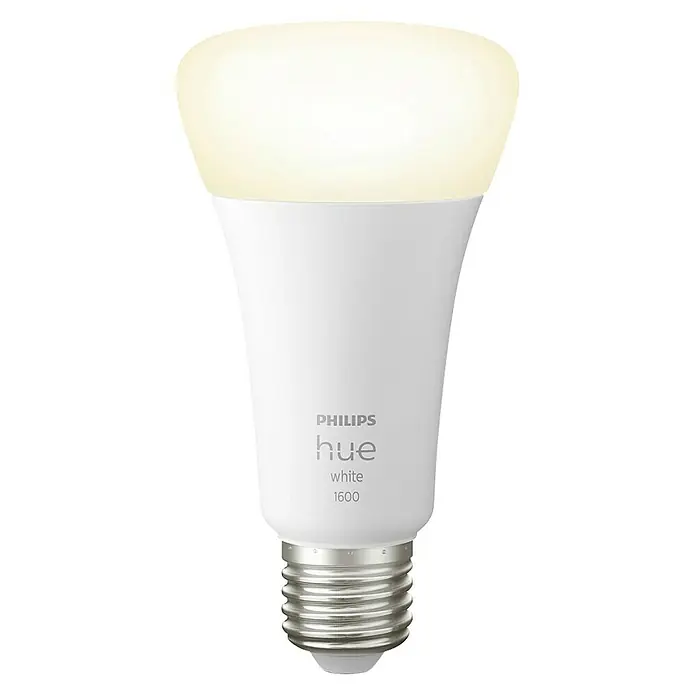 Philips Hue LED-Leuchtmittel White - E27, 15,5 W, 1.600 lm, Dimmbar, 1 Stk. - Vorderansicht