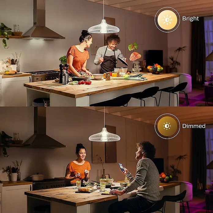 Philips Hue LED-Leuchtmittel White - E27, 15,5 W, 1.600 lm, Dimmbar, 1 Stk. - Stimmungsaufnahme