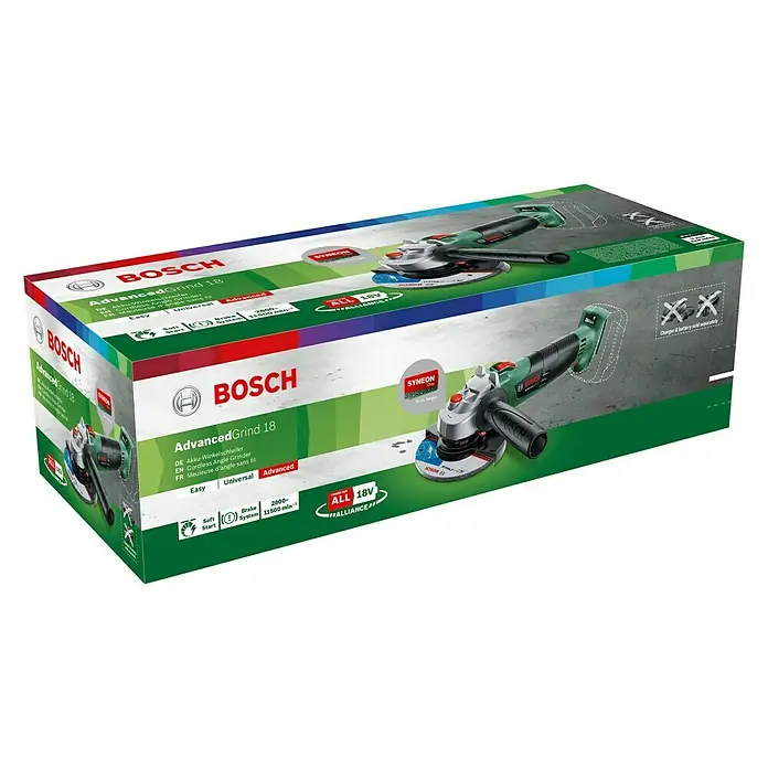 Bosch 18 V Power for All Akku-Winkelschleifer AdvancedGrind 18 - 18 V, Ohne Akku, Durchmesser Scheibe: 125 mm - Vorderansicht