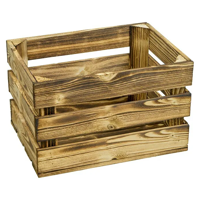 Holzkiste Bella - 40 x 25 x 30 cm, Braun - Diagonale Ansicht