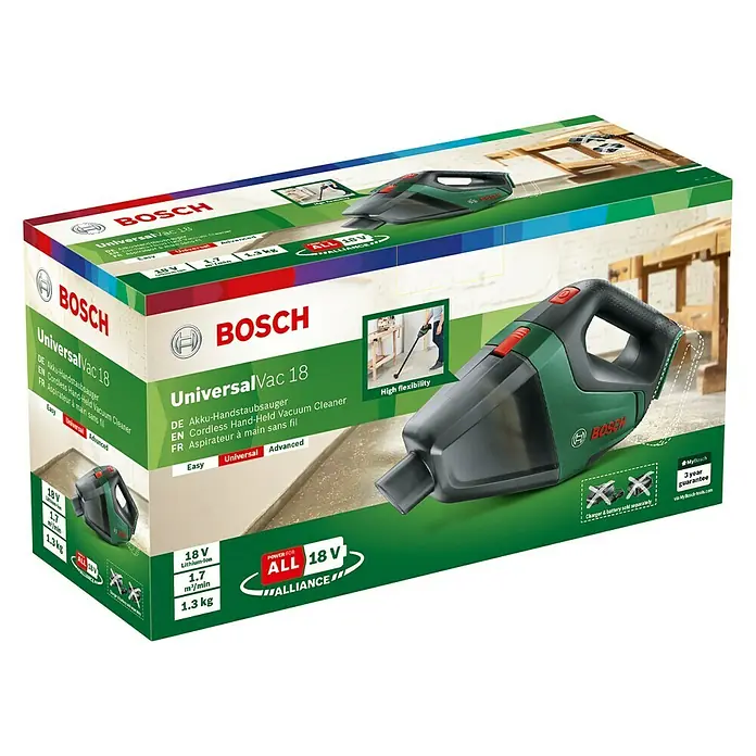 Bosch 18 V Power for All Akku-Handstaubsauger UniversalVac 18 - 18 V, Ohne Akku, Behältervolumen: 0,5 l - Vorderansicht