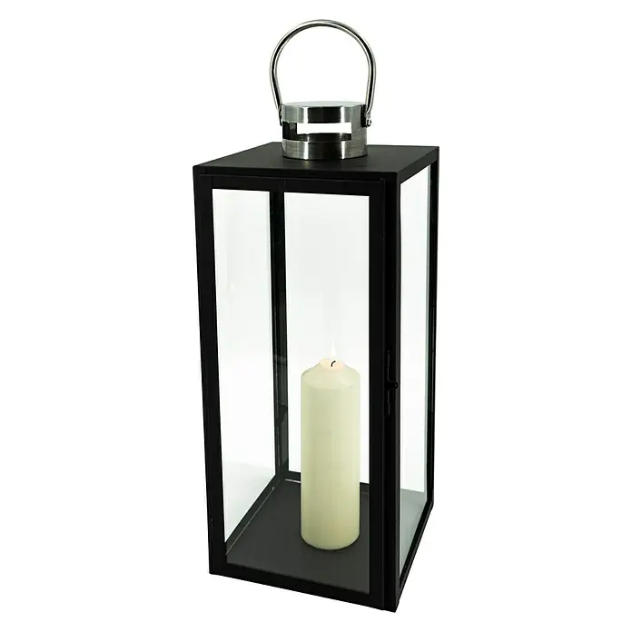 Laterne - L x B x H: 20 x 20 x 51 cm, Schwarz - Vorderansicht