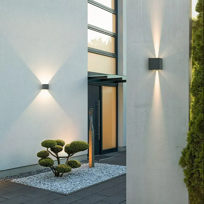 Starlux Vanjska zidna LED svjetiljka Umea - 8 W, 10 x 10 x 10 cm, Antracit, IP54 - Živopisni prikaz