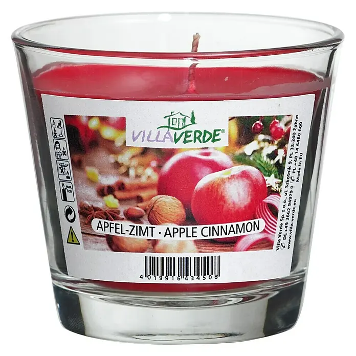 Duftkerze - Im Glas, Apfel-Zimt, Ø x H: 9 x 8 cm - Vorderansicht