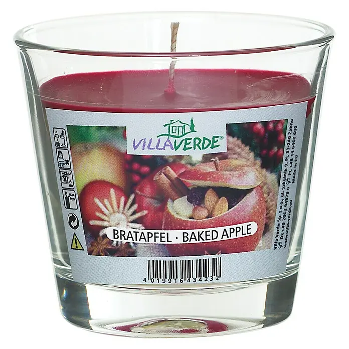 Duftkerze - Im Glas, Bratapfel, Ø x H: 9 x 8 cm - Vorderansicht