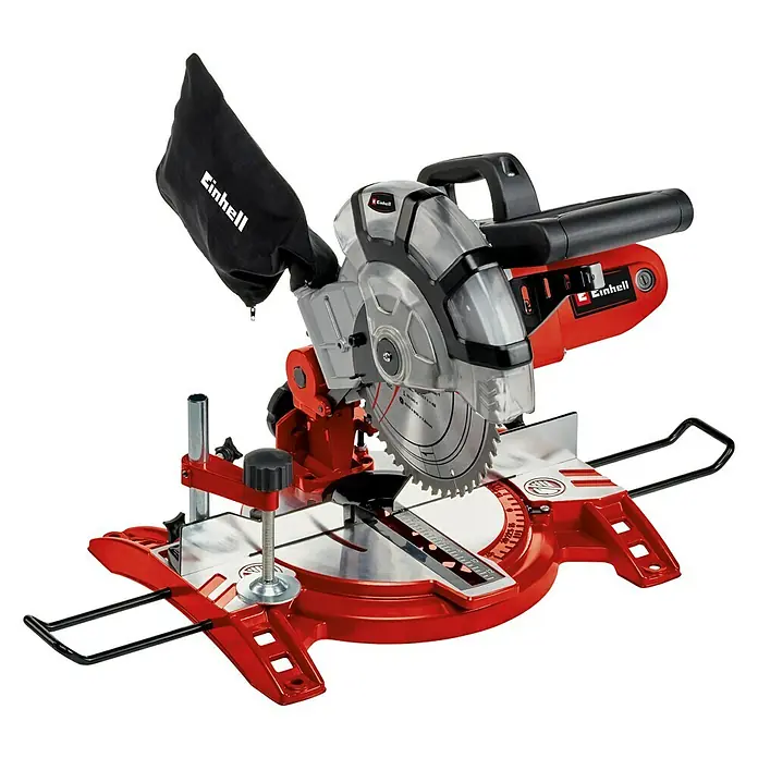 Einhell Kapp- & Gehrungssäge TC-MS 2112 - 1.600 W, Durchmesser Sägeblatt: 210 mm, Leerlaufdrehzahl: 0 U/min - 5.000 U/min - Diagonale Ansicht