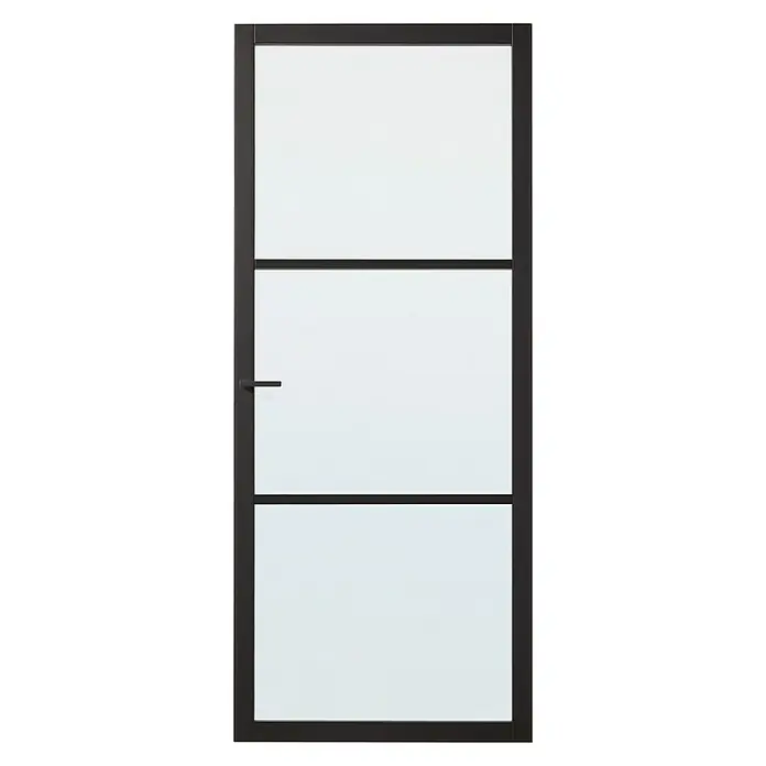 Solid Elements Binnendeur SE 7015 blank glas - 78 x 201,5 cm, Draairichting: Rechts, Zwart, Opdek - Vooraanzicht