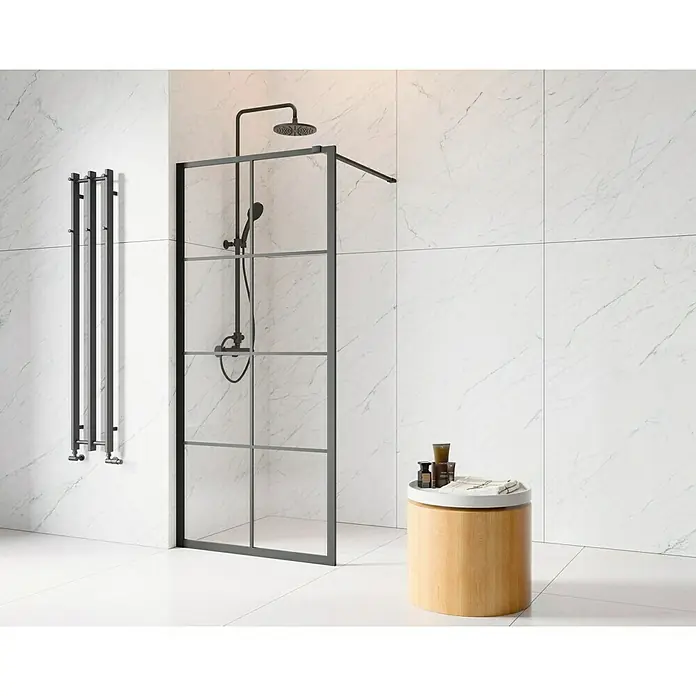 Camargue Stockholm Tuš stijena - Š x V: 80 x 193 cm, Premazano, Debljina: 6 mm, Crne boje - Živopisni prikaz