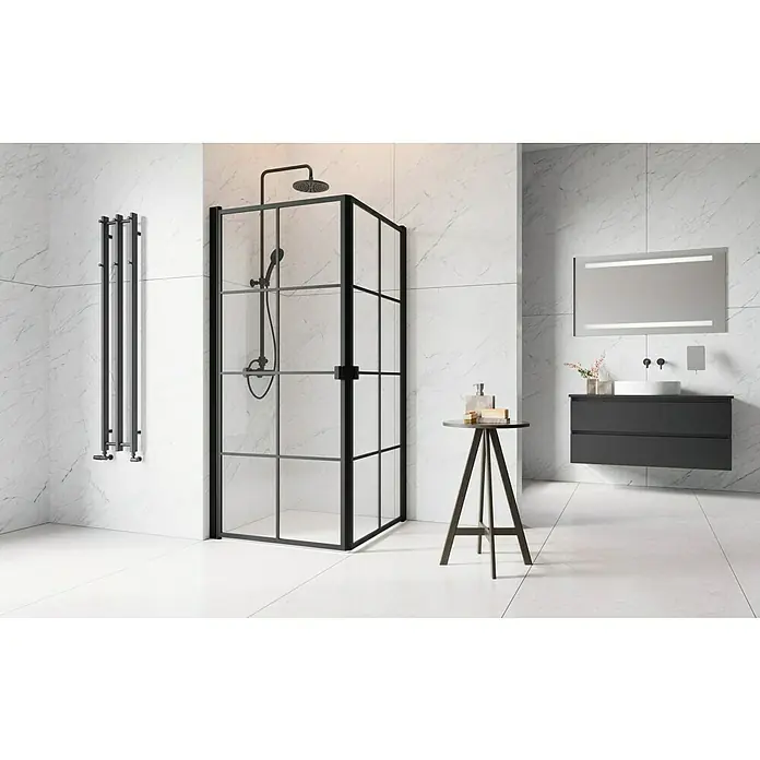 Camargue Stockholm Duschwand - B x H: 100 x 195 cm, Beschichtet, Stärke: 6 mm, Schwarz - Stimmungsaufnahme
