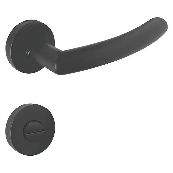 Lienbacher WC-Türgarnitur Cuba Black Line - Edelstahl, Form Drücker: Gerade, Schwarz - Diagonale Ansicht