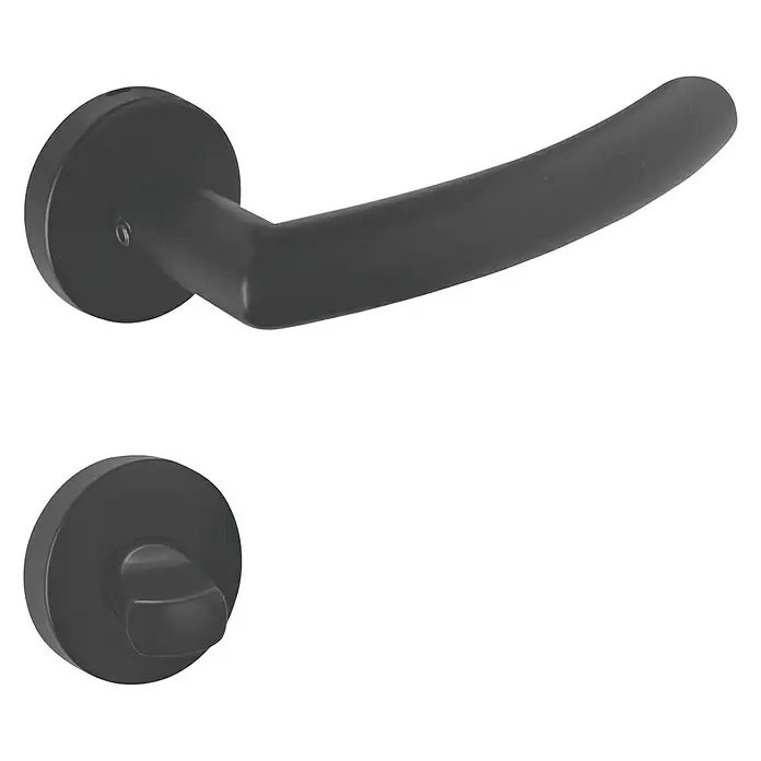 Lienbacher WC-Türgarnitur Cuba Black Line - Edelstahl, Form Drücker: Gerade, Schwarz - Diagonale Ansicht