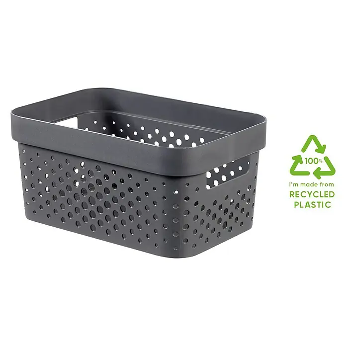 Curver Aufbewahrungsbox Infinity - L x B x H: 26 x 17,5 x 12,3 cm, Kunststoff, Grau - Diagonale Ansicht