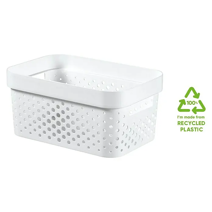 Curver Aufbewahrungsbox Infinity - L x B x H: 26 x 17,5 x 12,3 cm, Kunststoff, Weiß - Diagonale Ansicht