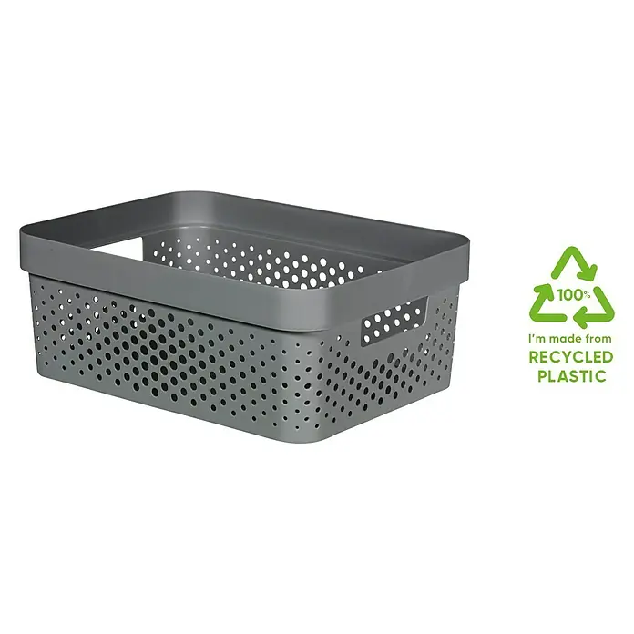 Curver Aufbewahrungsbox Infinity - L x B x H: 35,6 x 26,6 x 13,6 cm, Kunststoff, Grau - Diagonale Ansicht
