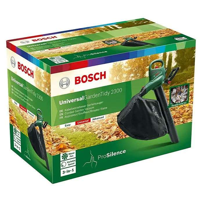Bosch Universal Električni usisivač za lišće - 2.300 W, Brzina puhanja: 165 km/h - 285 km/h - Dijagonalni pogled
