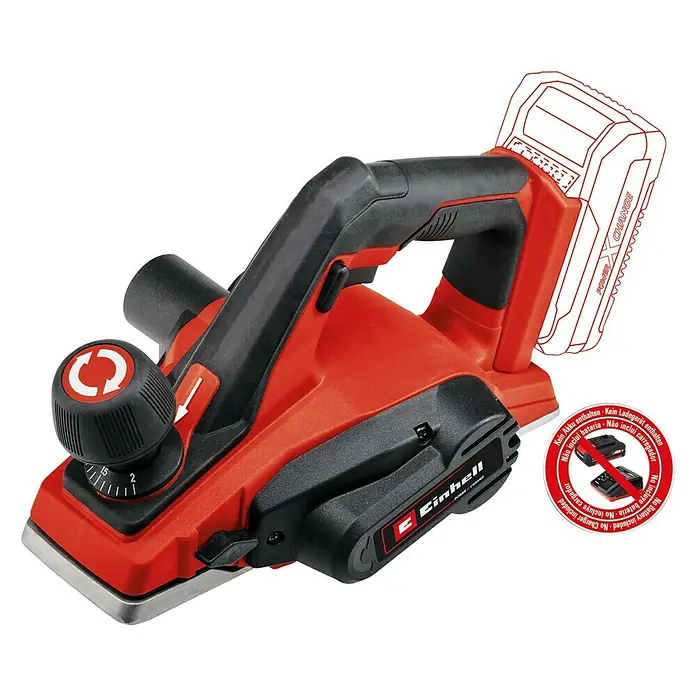Einhell Power X-Change Cepillo de batería TE-PL 18/82 Li - Solo - 18 V, Sin batería, Número máx. de revoluciones en régimen de marcha en vacío: 15.000 r.p.m. - Vista angular