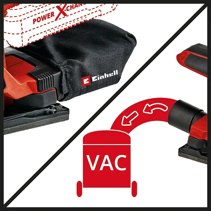 Einhell Power X-Change Bežična vibracijska brusilica TC-OS 18/187 Li Solo - 18 V, Bez akumulatora, 5 Ah, Broj oscilacija u praznom hodu: 0 – 24.000 okr./min, Brusna površina: 181,39 cm² - Detaljan prikaz