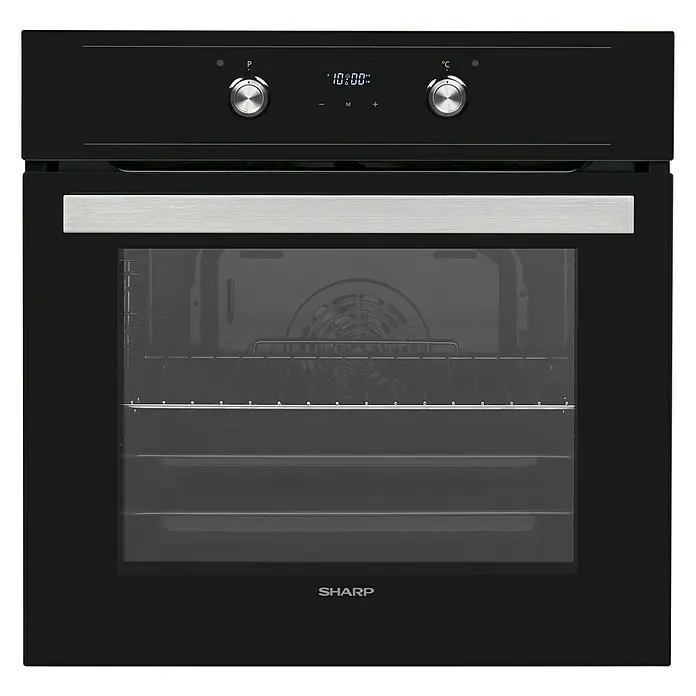 Sharp Einbaubackofen K-60DX19BM0-EU - Anzahl Beheizungsarten: 8 Stk., Volumen Backofen: 69 l, Schwarz - Vorderansicht