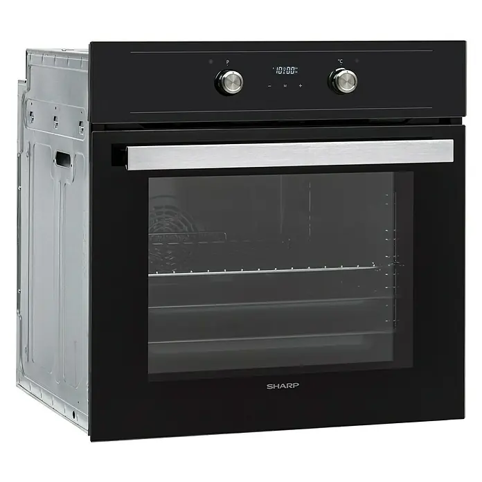 Sharp Einbaubackofen K-60DX19BM0-EU - Anzahl Beheizungsarten: 8 Stk., Volumen Backofen: 69 l, Schwarz - Diagonale Ansicht