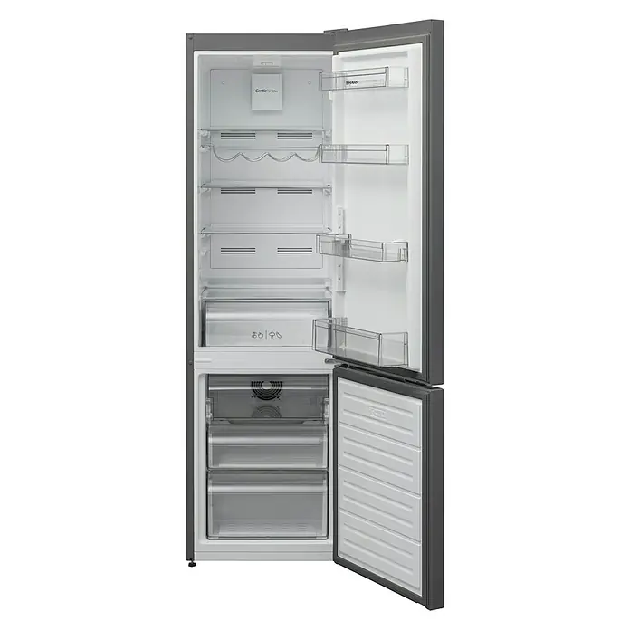 Sharp Kühl-Gefrierkombination SJ-BA05DTXLE-EU - Nutzinhalt Gesamt: 270 l, 59,5 x 54 x 180 cm, Edelstahl - Vorderansicht
