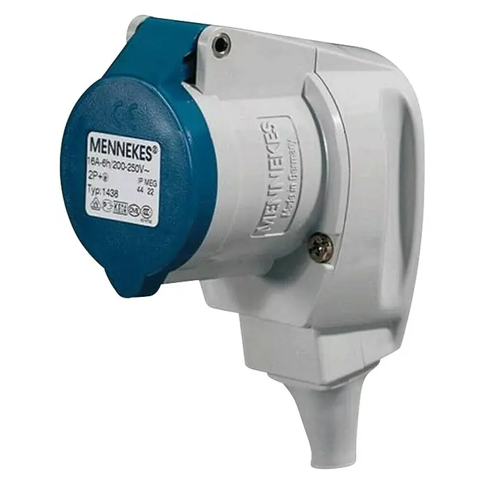 Mennekes CEE-Kupplung Winkel - 16 A, 230 V, 3-polig, IP44 - Diagonale Ansicht