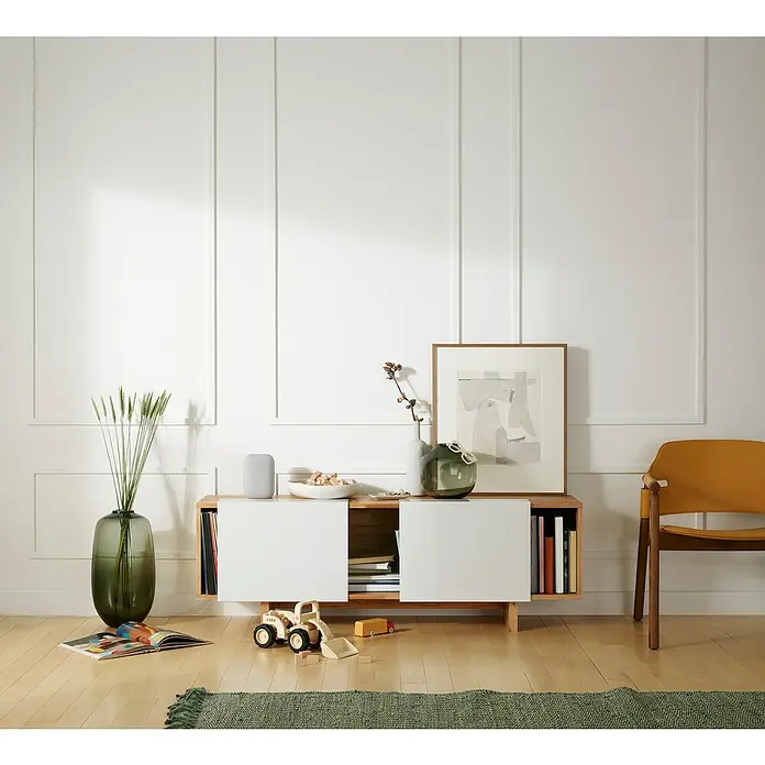 Google Nest Sprachgesteuerter Lautsprecher Audio - Kreide, Netzbetrieben - Stimmungsaufnahme