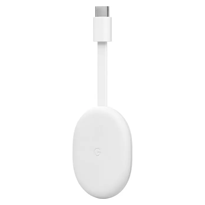 Google Streaming-Stick Chromecast mit Google TV - Weiß, HDMI, 4K Ultra HD/HDR, 2,4 GHz/5 GHz - Vorderansicht