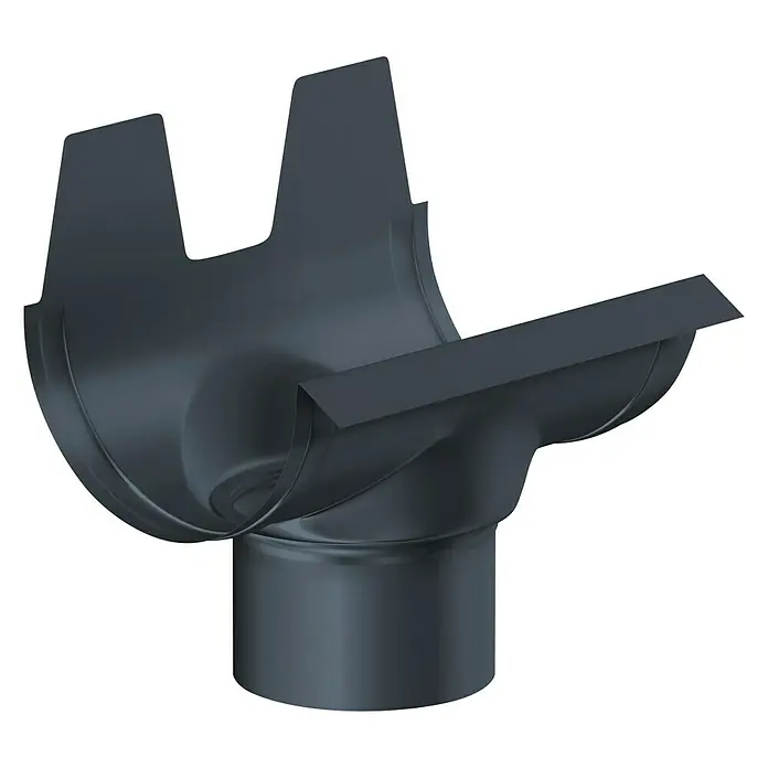 Sarei Rinnenstutzen - Nennweite: 80/60 mm, Aluminium, Anthrazit, Halbrund - Diagonale Ansicht