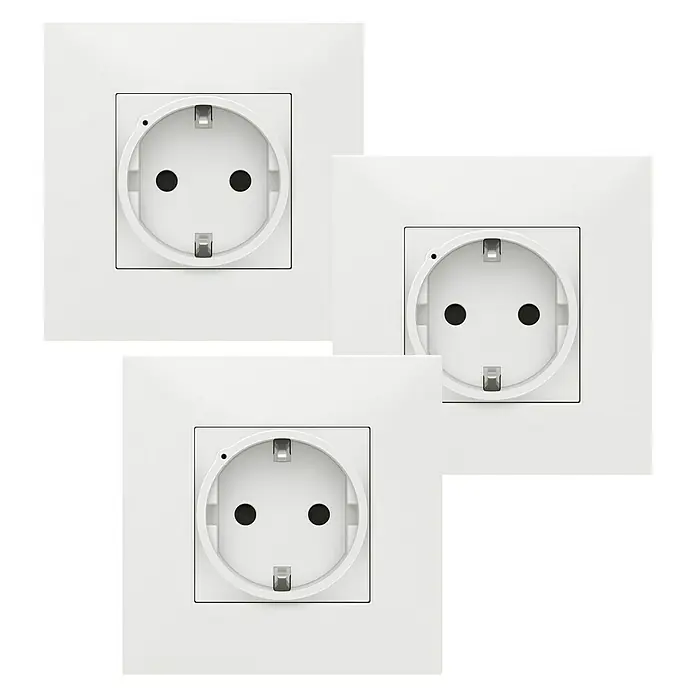 Legrand Valena Next with Netatmo Enchufe - Blanco, 2 Polos + Toma Tierra, Plástico, Montaje en la pared, 3 ud. - Vista frontal