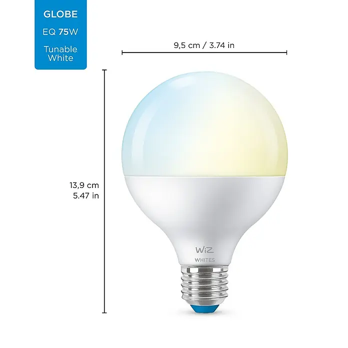 WiZ Bombilla LED Regulable Globo - E27, 11 W, 1.055 lm