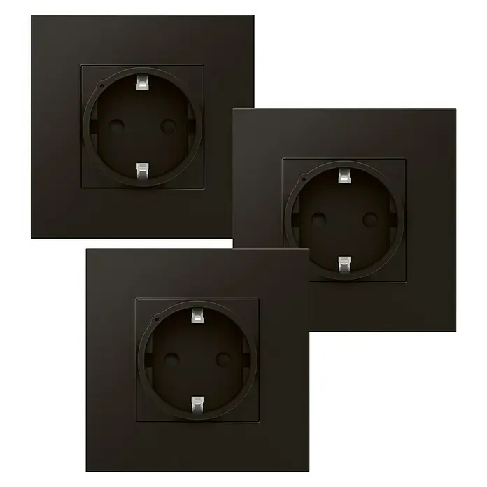 Legrand Valena Next with Netatmo Enchufe - Negro, 2 Polos + Toma Tierra, Plástico, Montaje en la pared, 3 ud. - Vista frontal