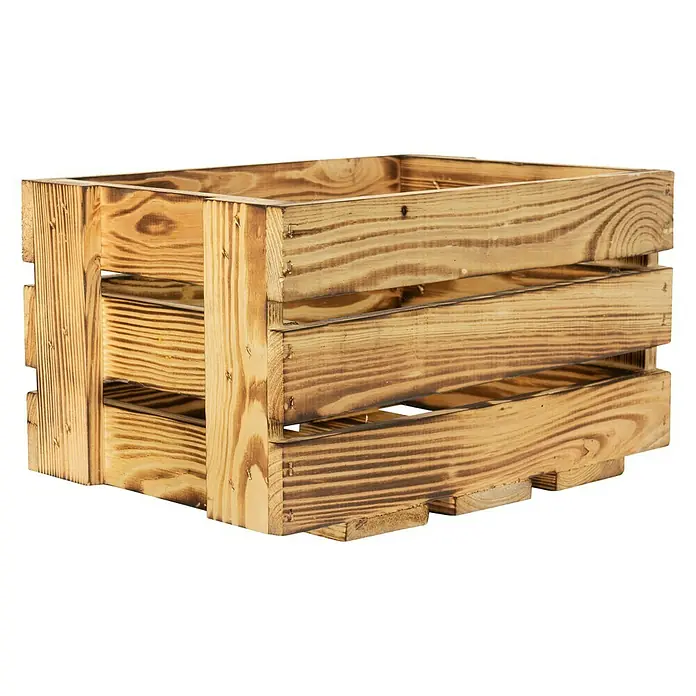 Holzkiste Weinkiste Mini - 19 x 34 x 23 cm, Braun - Diagonale Ansicht