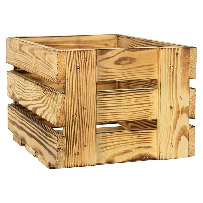 Holzkiste Weinkiste Mini - 19 x 34 x 23 cm, Braun - Diagonale Ansicht