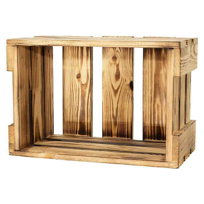 Holzkiste Weinkiste Mini - 19 x 34 x 23 cm, Braun - Vorderansicht